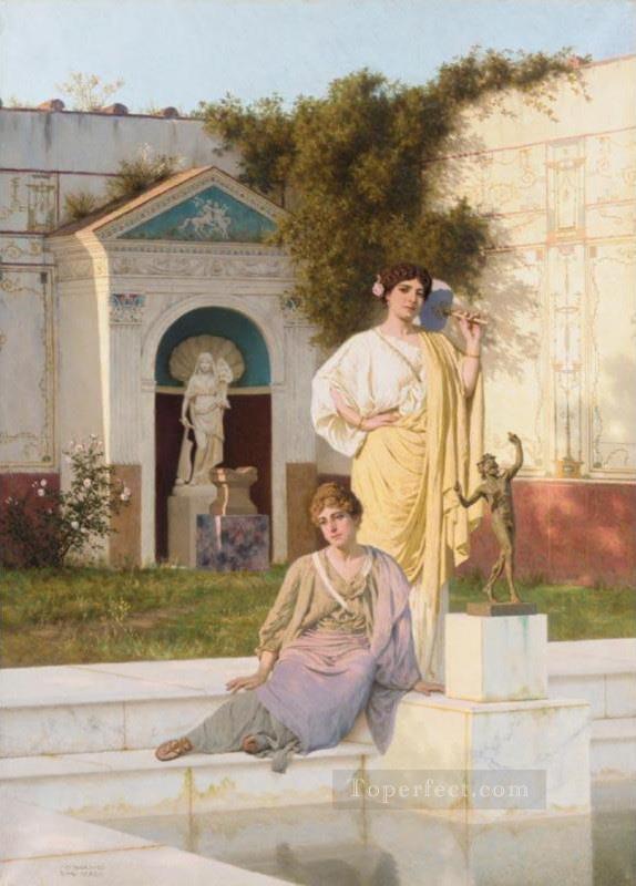 in garden Stephan Bakalowicz Ancient Rome Oil Paintings